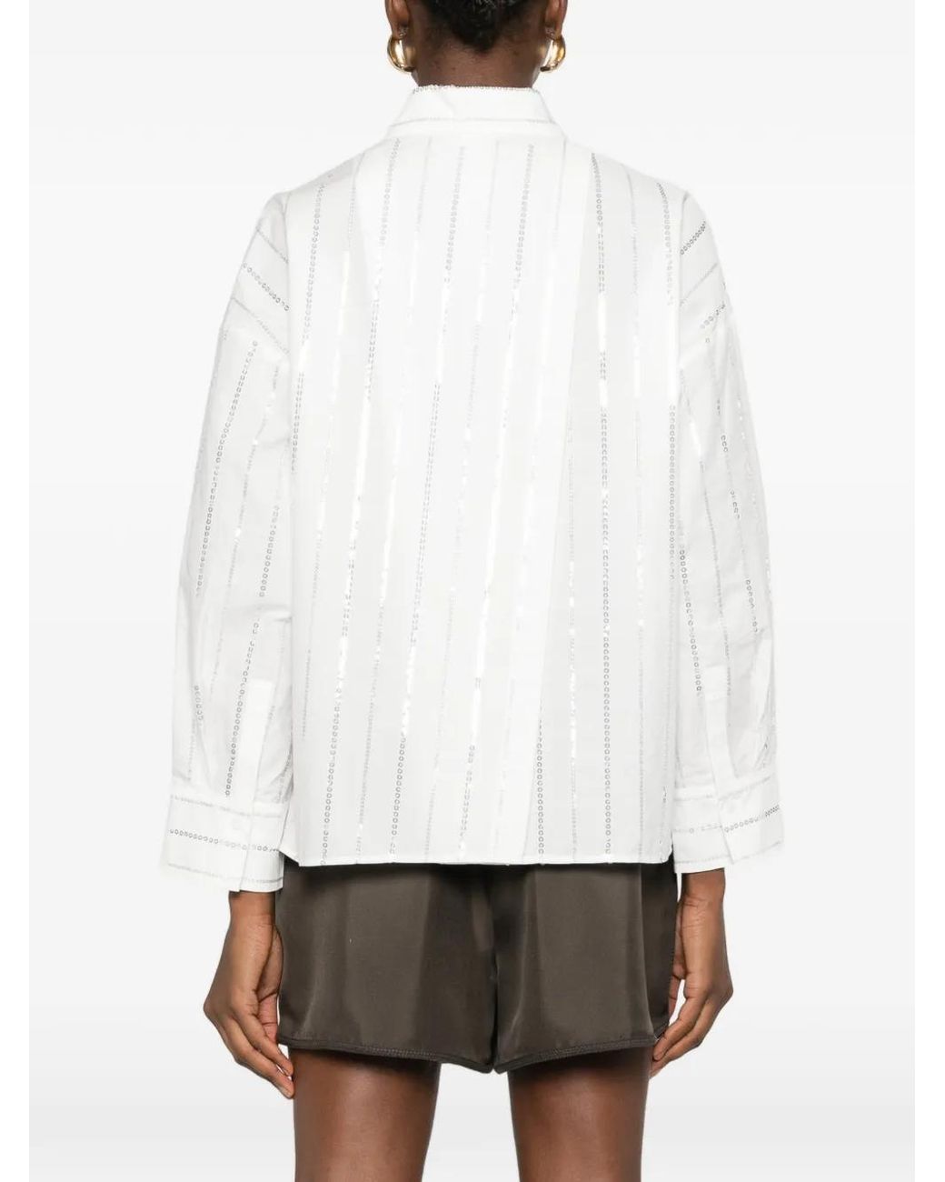 Pennyblack White Chest-Pocket Striped Shirt