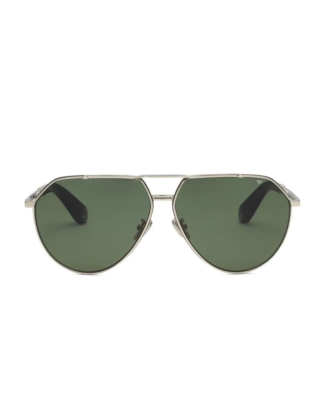 Philipp Plein Green Double-Bridge Pilot-Frame Sunglasses for men