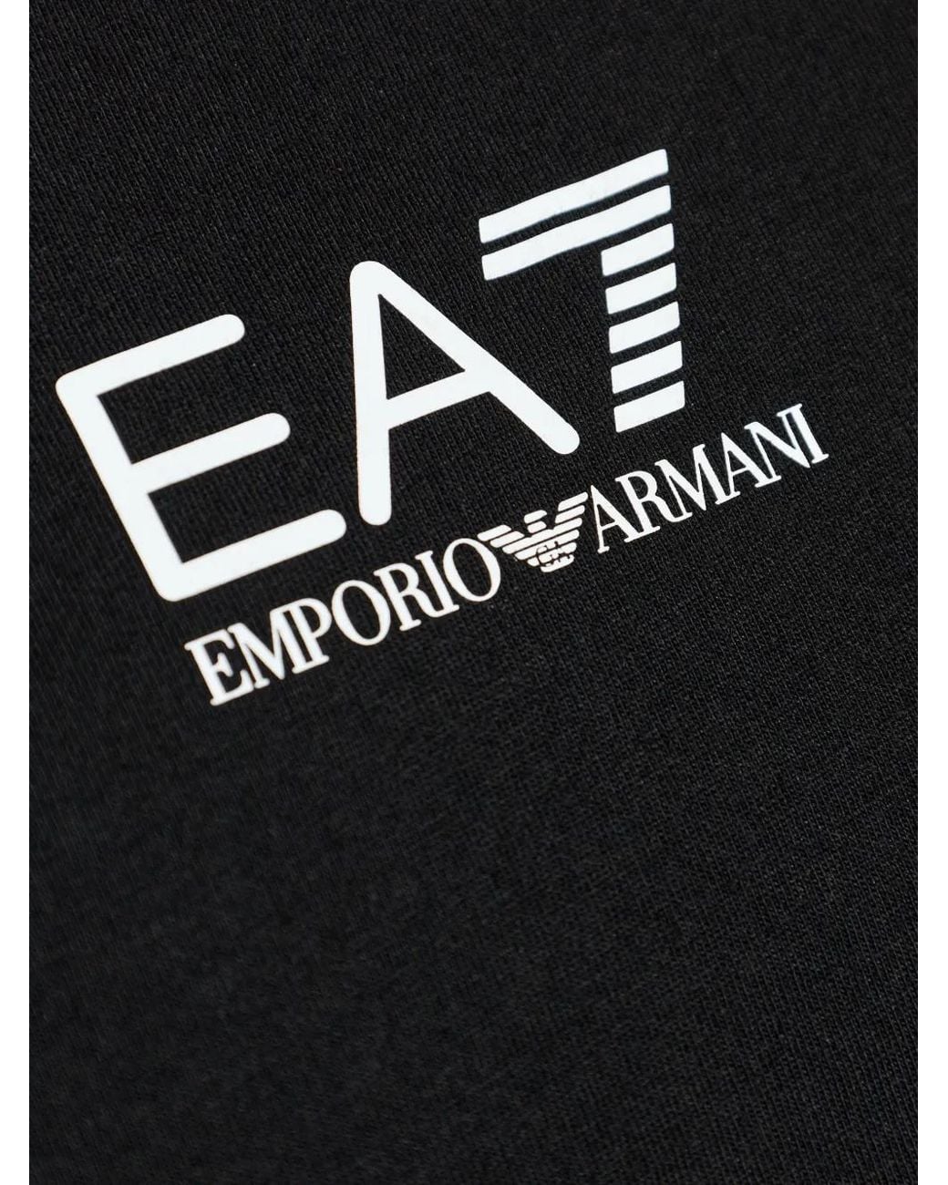 EA7 Black Lohgo-Print T-Shirt for men