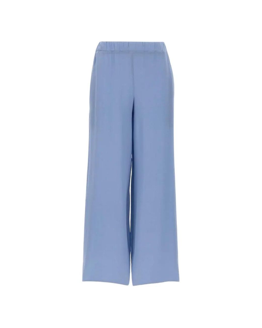 Kangra Blue Silk Elasticated-Waistband Palazzo Pants