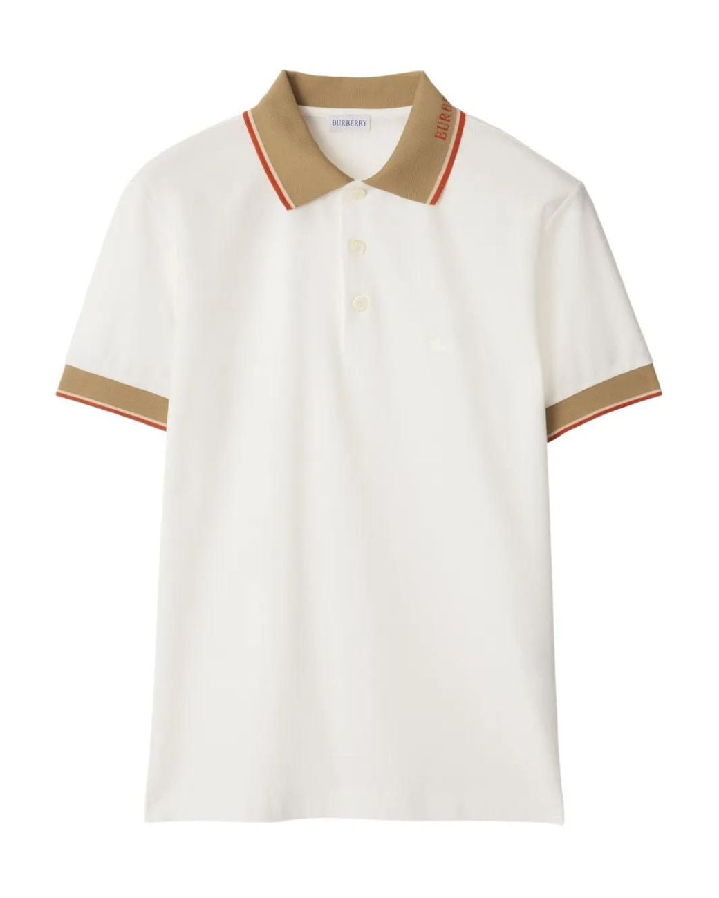 Burberry White Short Sleeves Polo With Logo for men