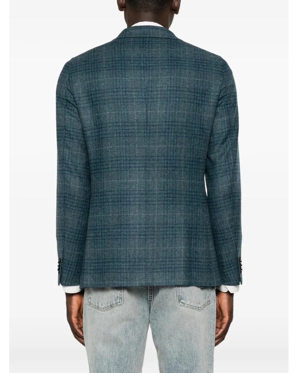 Caruso Geruite Blazer in het Blue voor heren