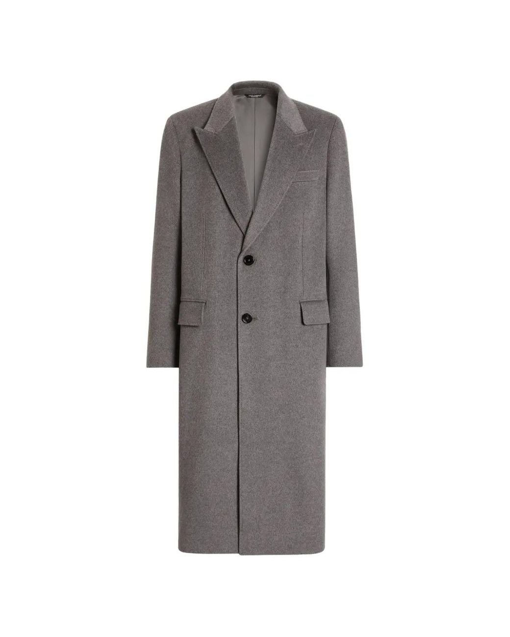 Dolce & Gabbana Gray Double-Breasted Cashmere Coat for men