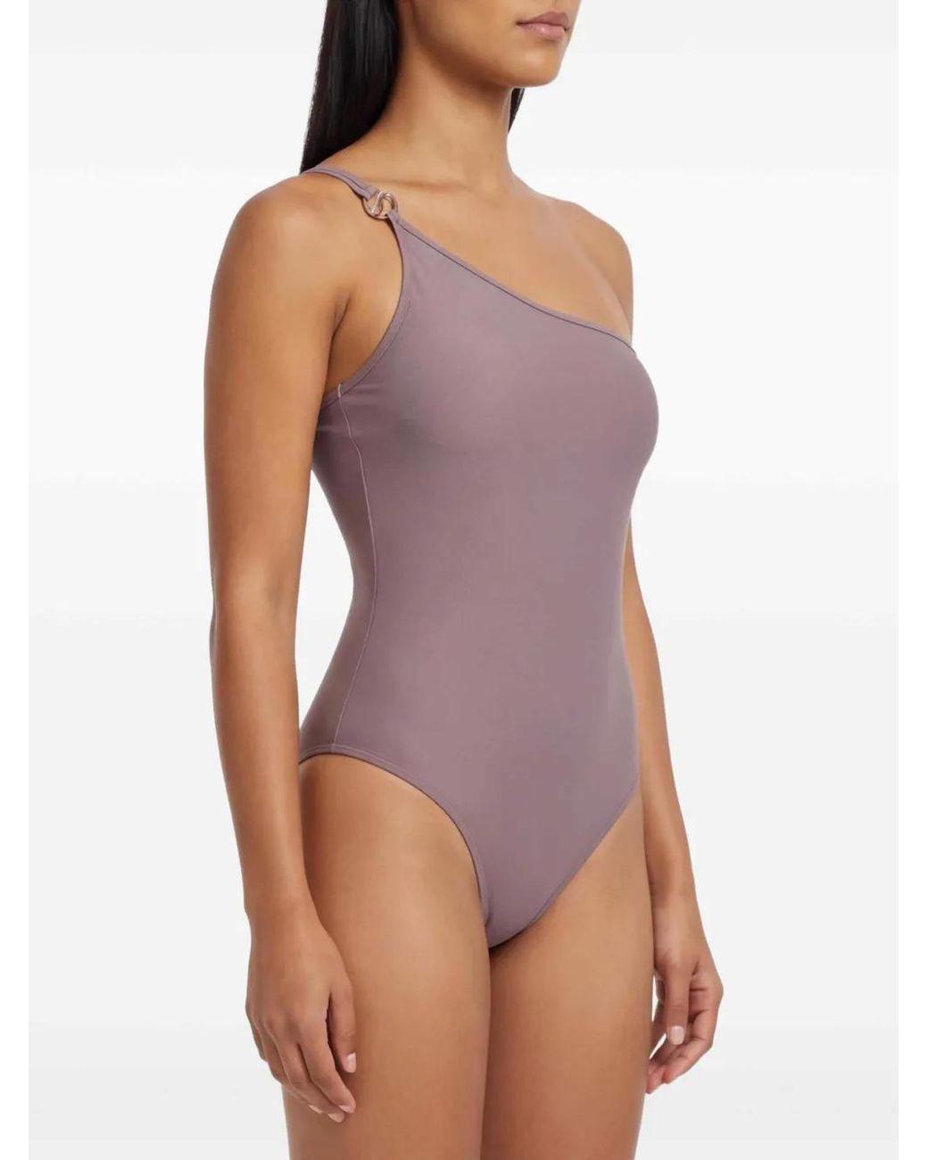 Coperni Purple One Shoulder Swimsuit