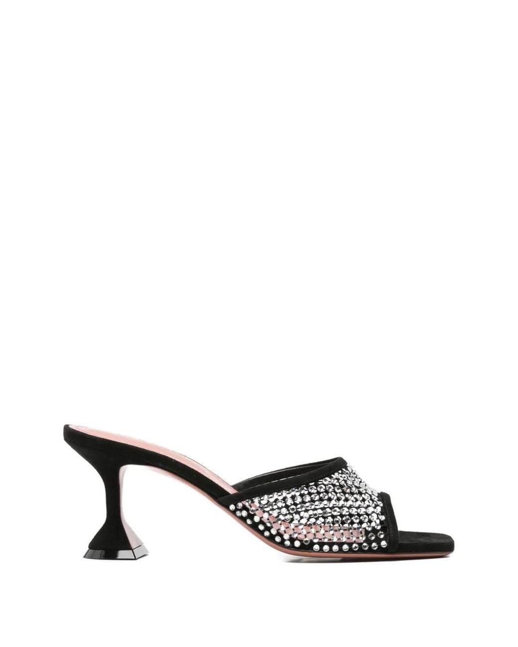 AMINA MUADDI White Lupita Crystal Net Slippers 70 Suede And Crystals