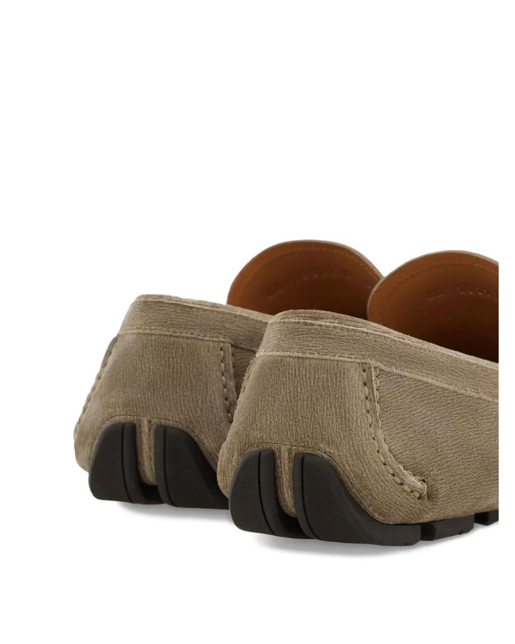 Ferragamo Brown Gancini Driver Ornament Loafers for men