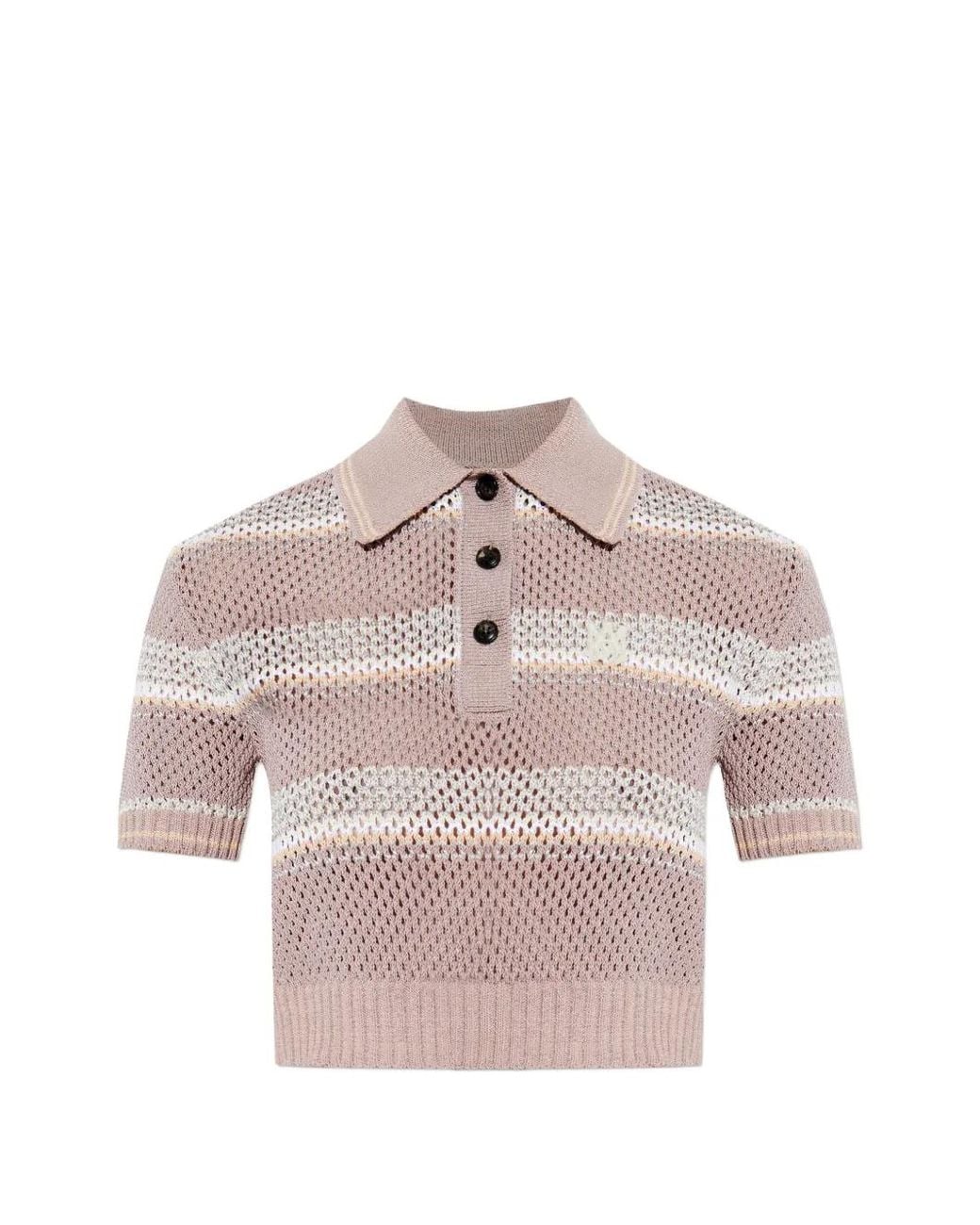 Amiri Pink Ma Stripe Crochet Polo