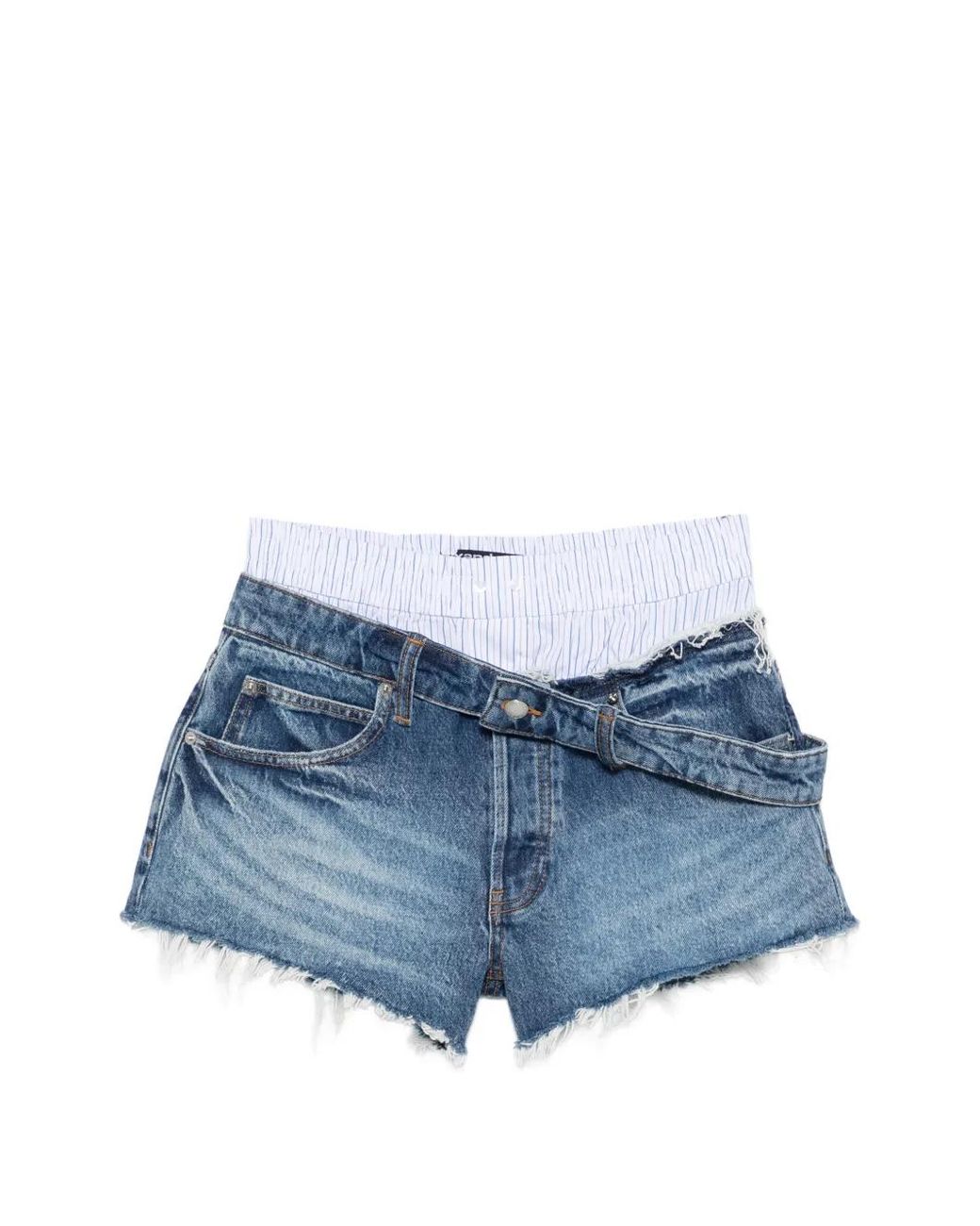 Alexander Wang Blue Boxer Drop Waistband Shorts