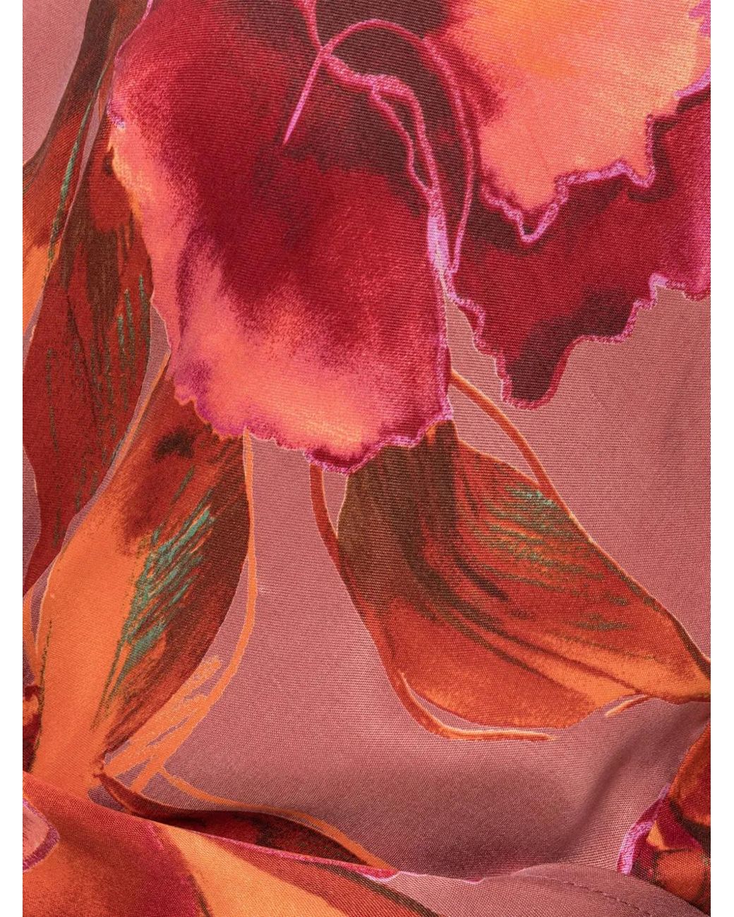 Nissa Red Printed V-Neck Top