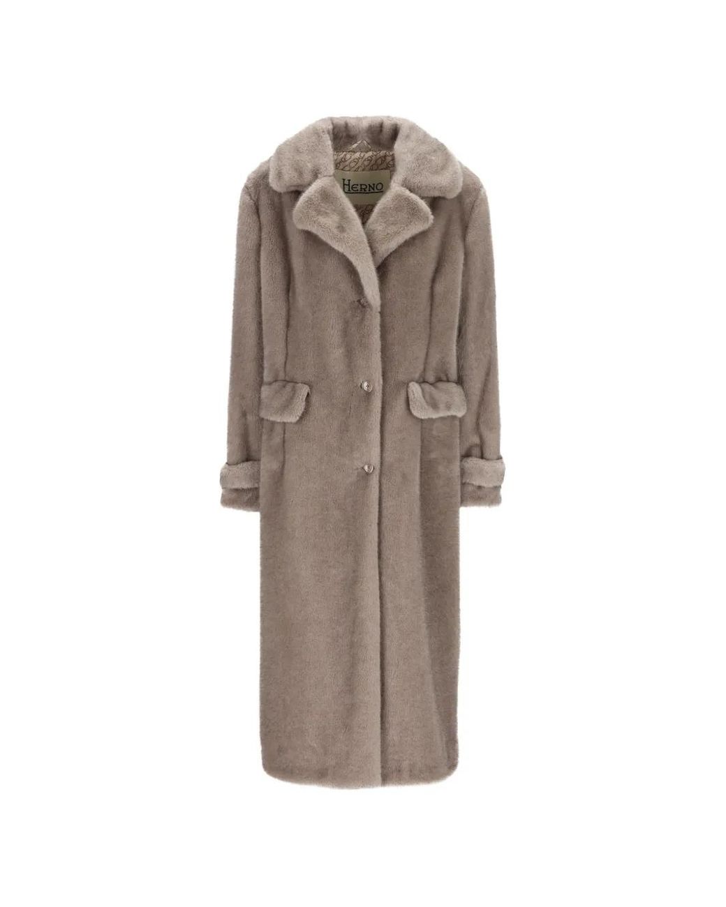 Herno Natural Faux-Fur Single-Breasted Coat