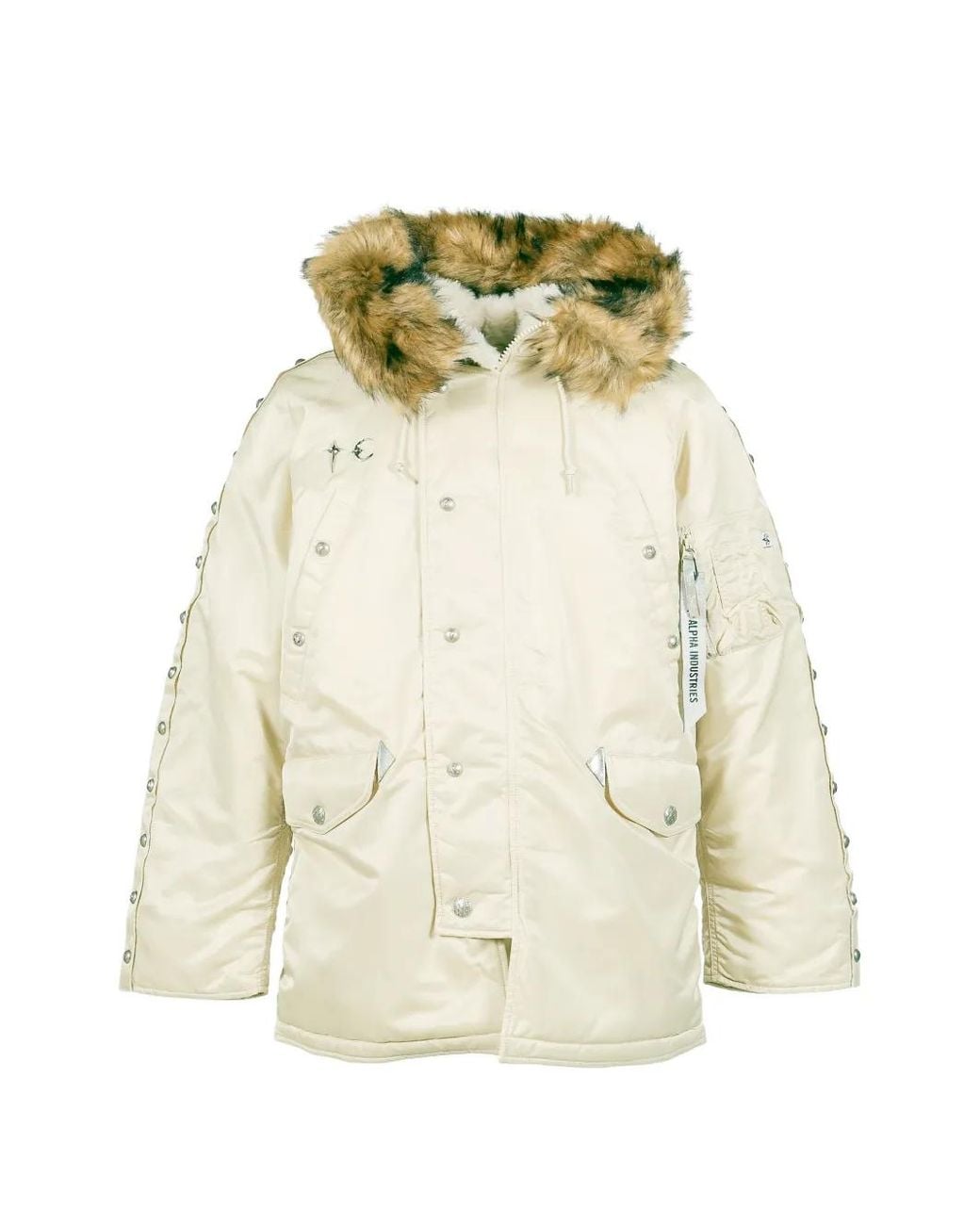THUG CLUB Metallic Alpha Industries N-3B Rivet-Embellished Padded Jacket for men