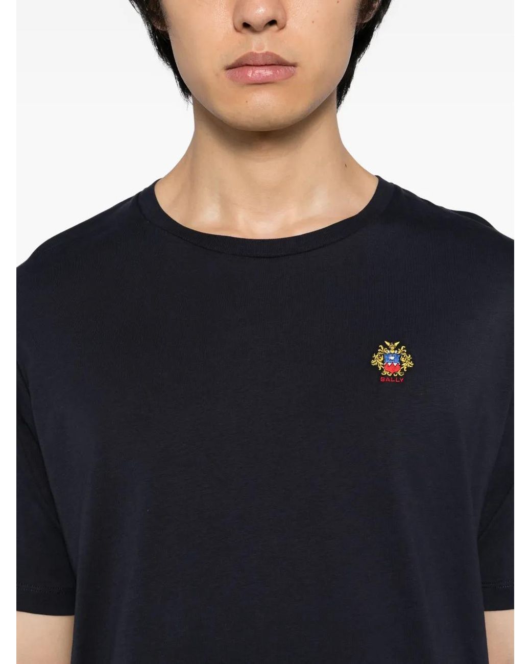Bally Black Embroidered-Logo T-Shirt for men