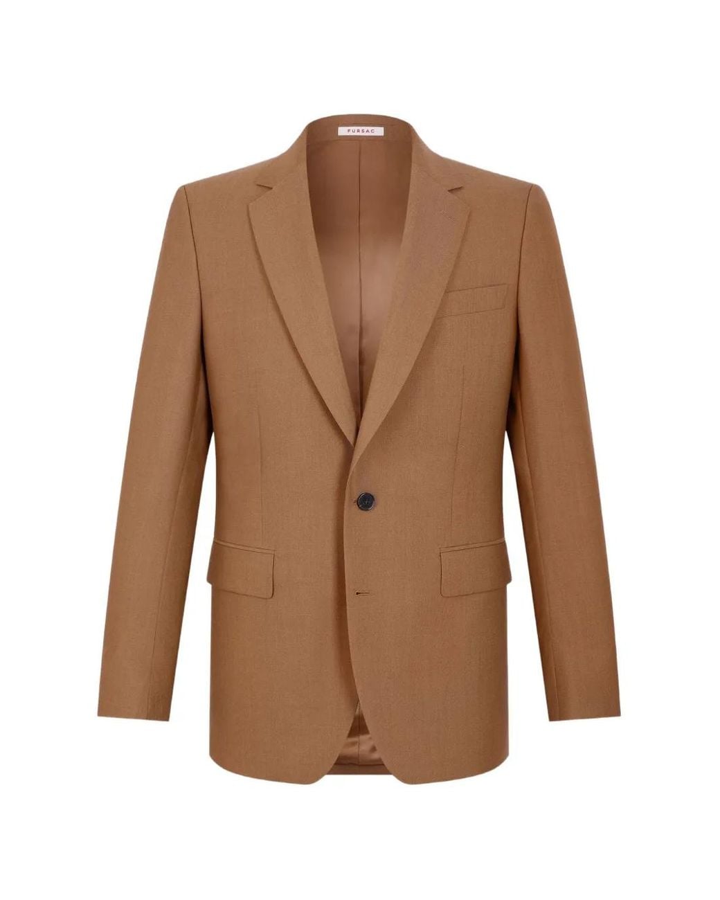 Fursac Brown Single-Breasted Wool Blazer for men