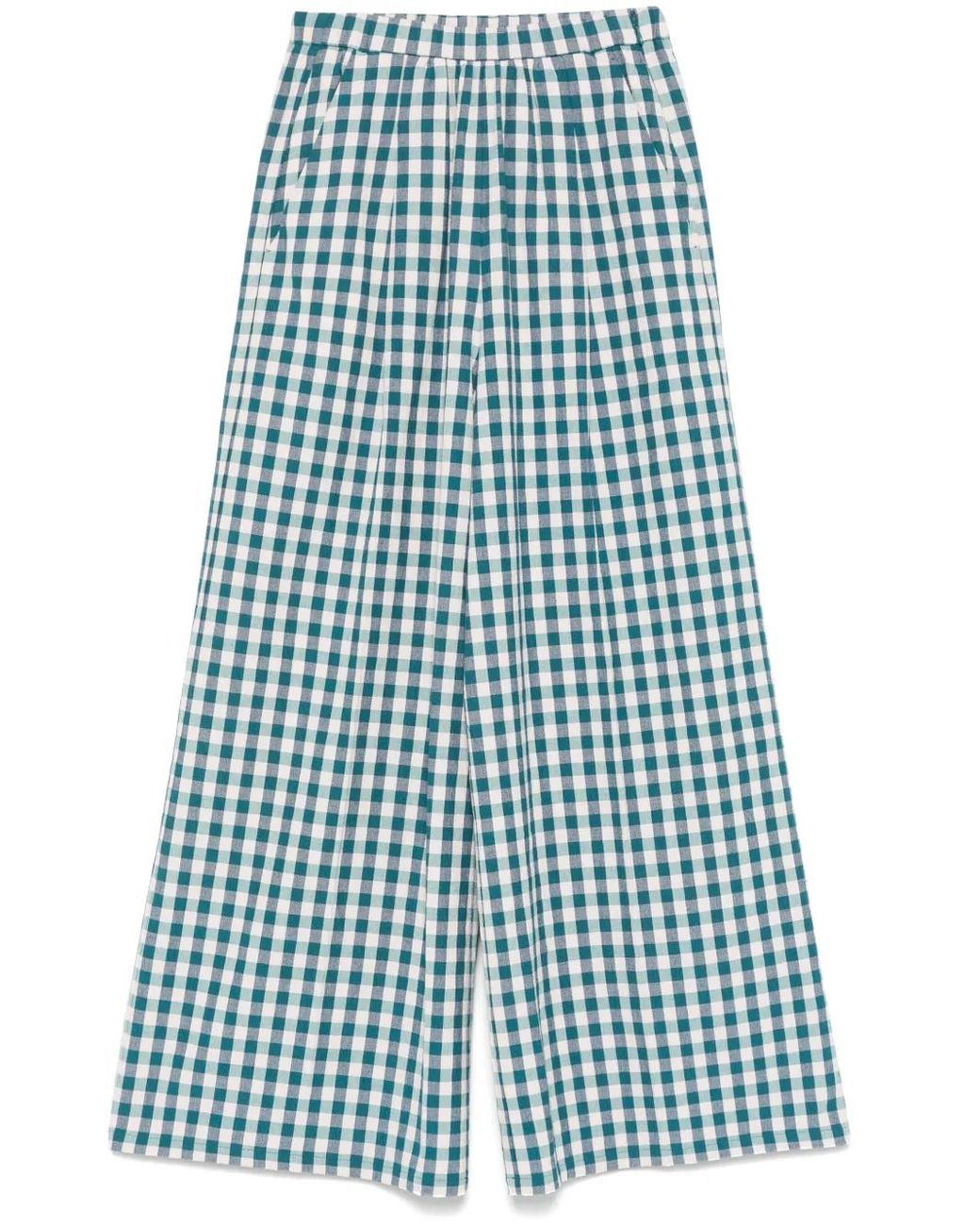 Forte_forte Blue Check-Pattern Trousers