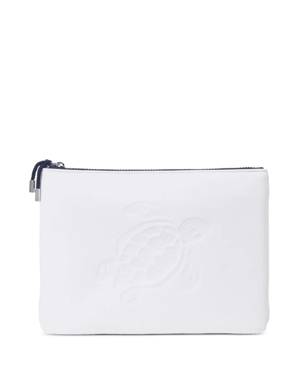 Vilebrequin White Pool Embossed-Turtle Clutch Bag