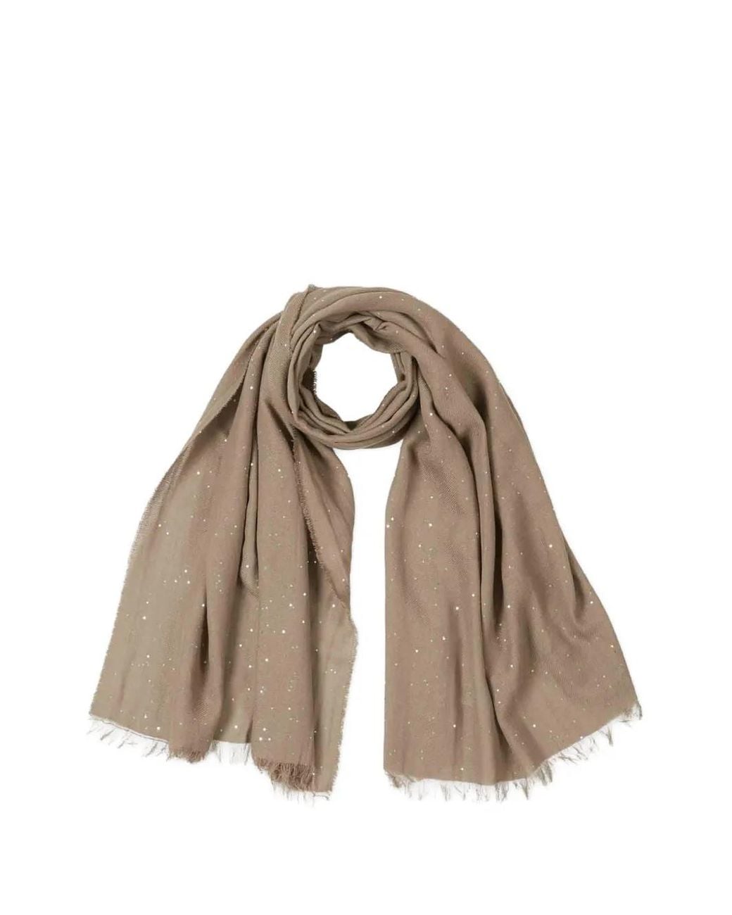 Peserico Natural Sequin Fringed Scarf