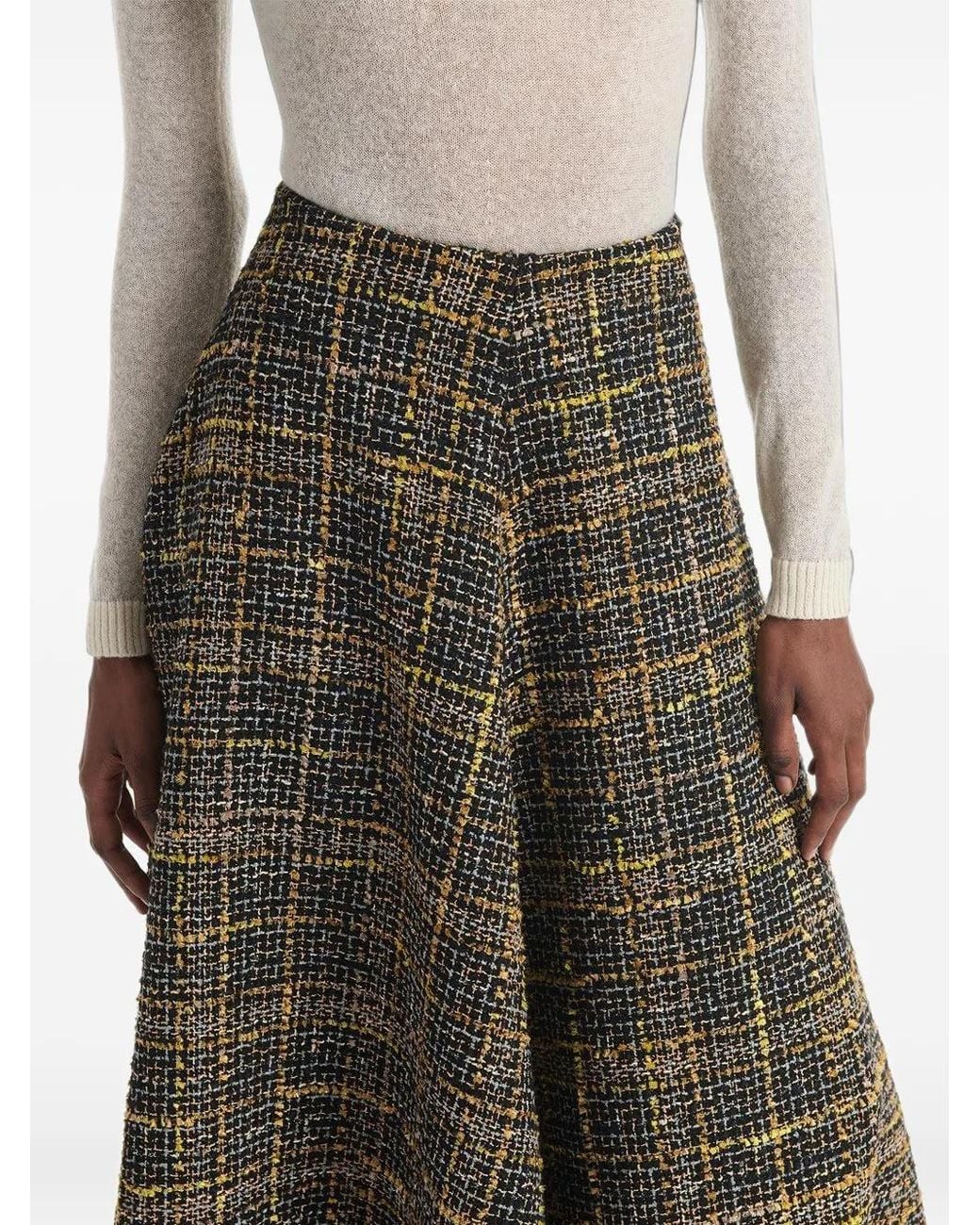 Altuzarra White Varda Plaid-Fringe Maxi Skirt