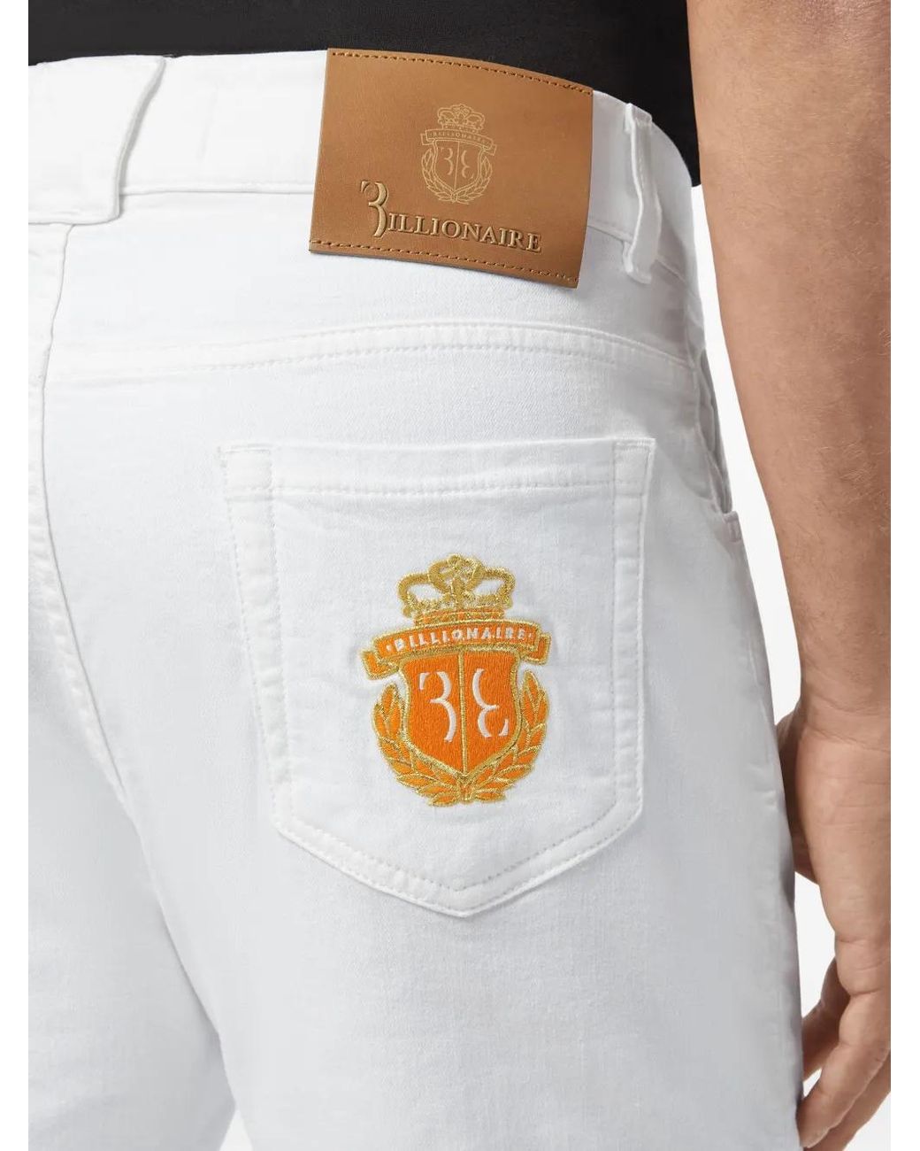 Billionaire White Jean Classique À Détail De Blason for men