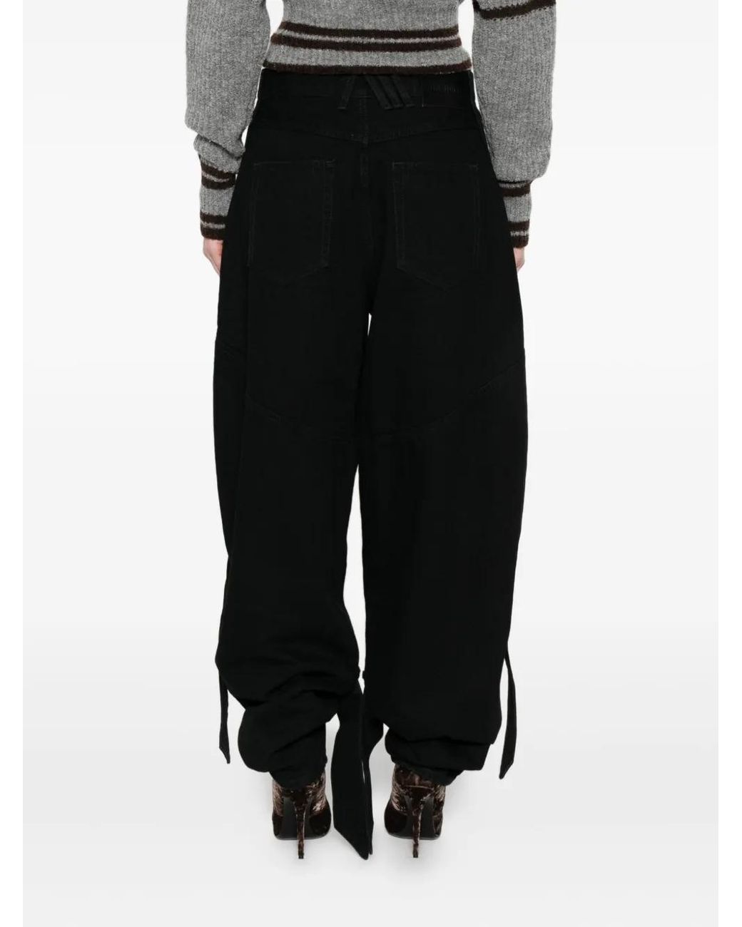 The Attico Black Voluminous Jeans With Unique Ties