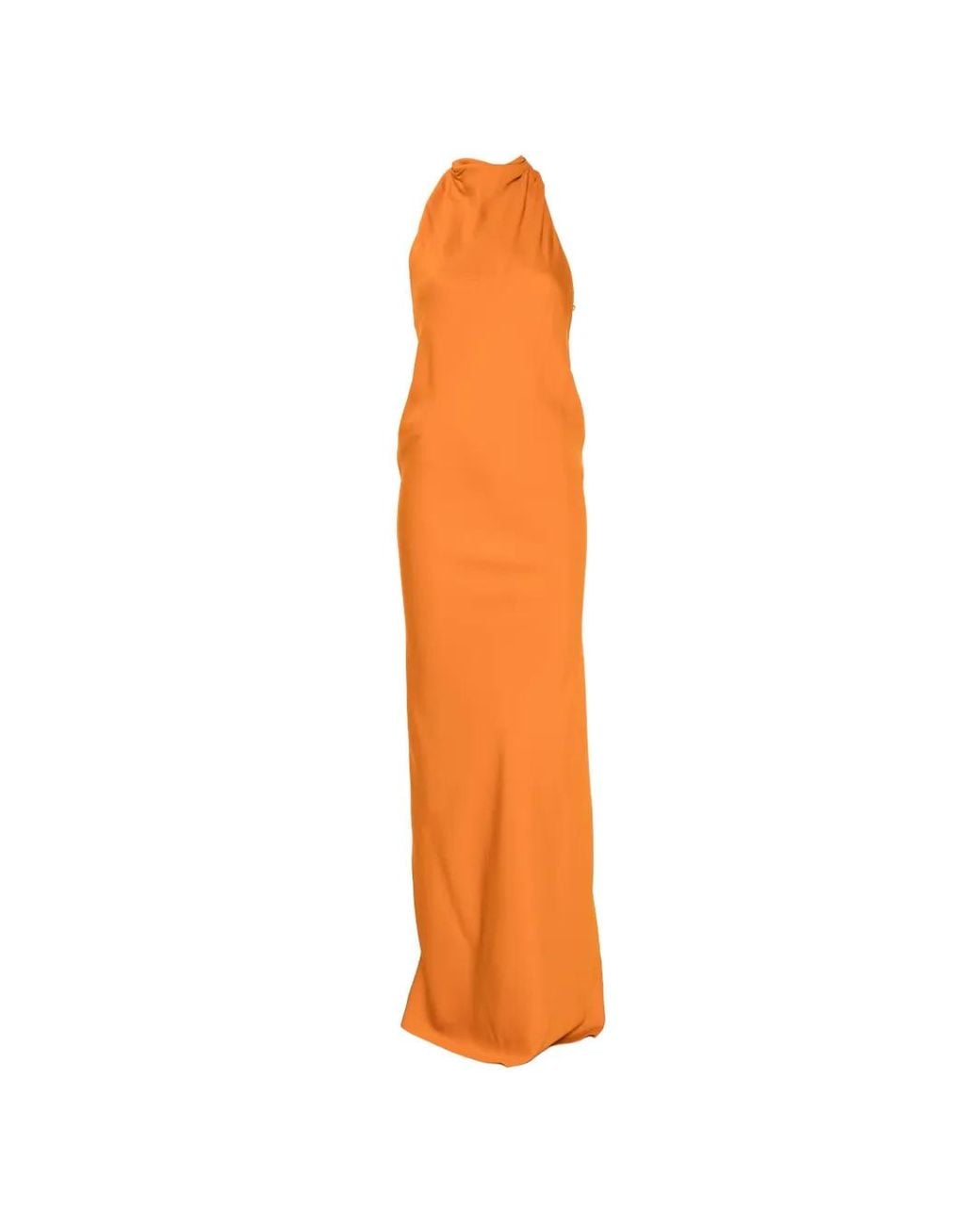 Brandon Maxwell Orange Robe Longue Ophelia À Design Sans Manches