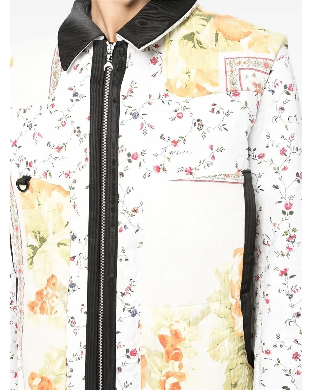 MARINE SERRE White Floral-Patchwork Quilted Jacket for men