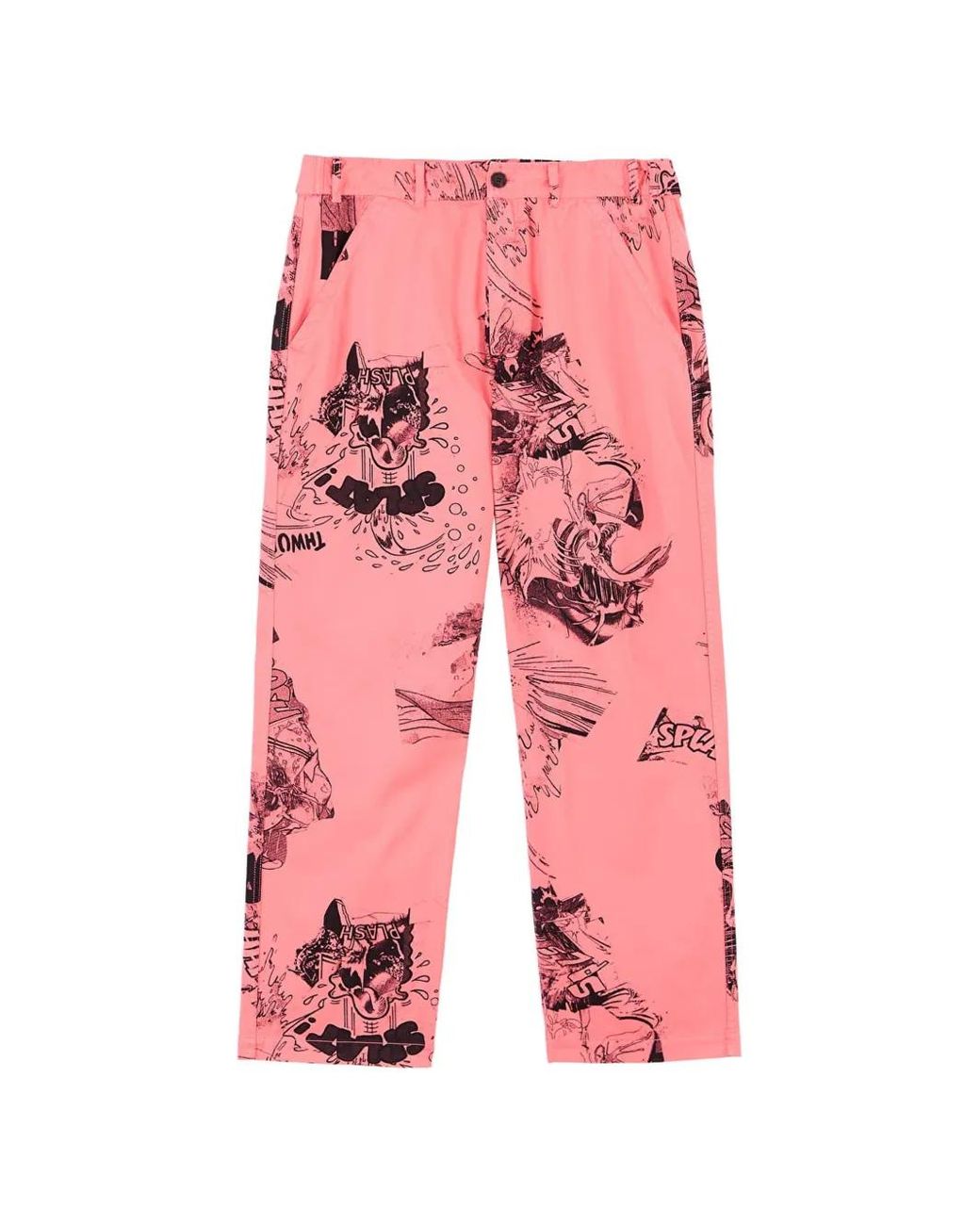Comme des Garçons Pink Graphic-Print Trousers for men
