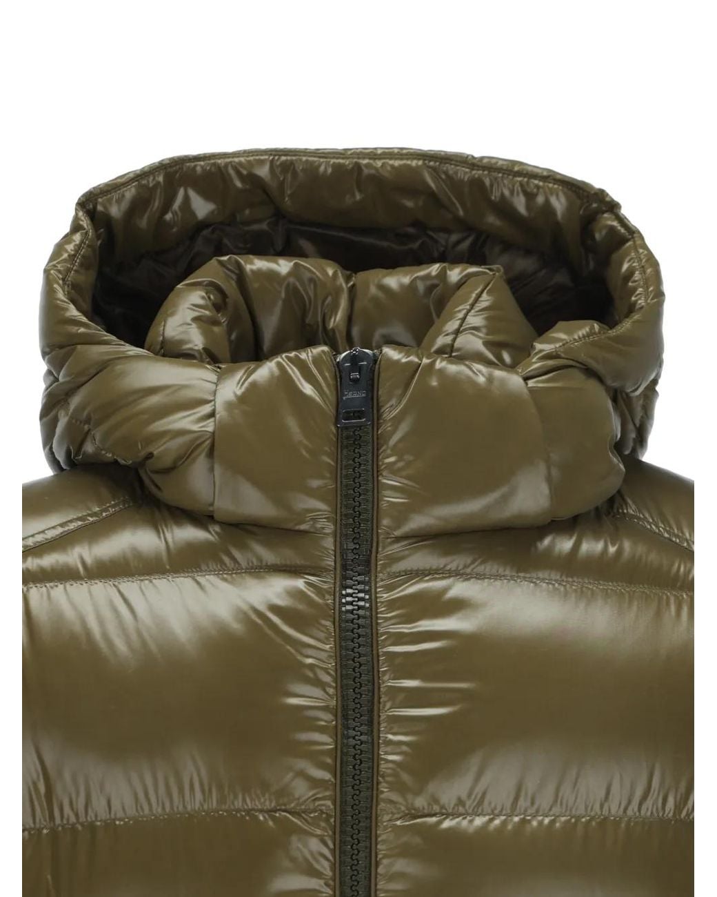Herno Green Quilted Hooded Down Jacket for men