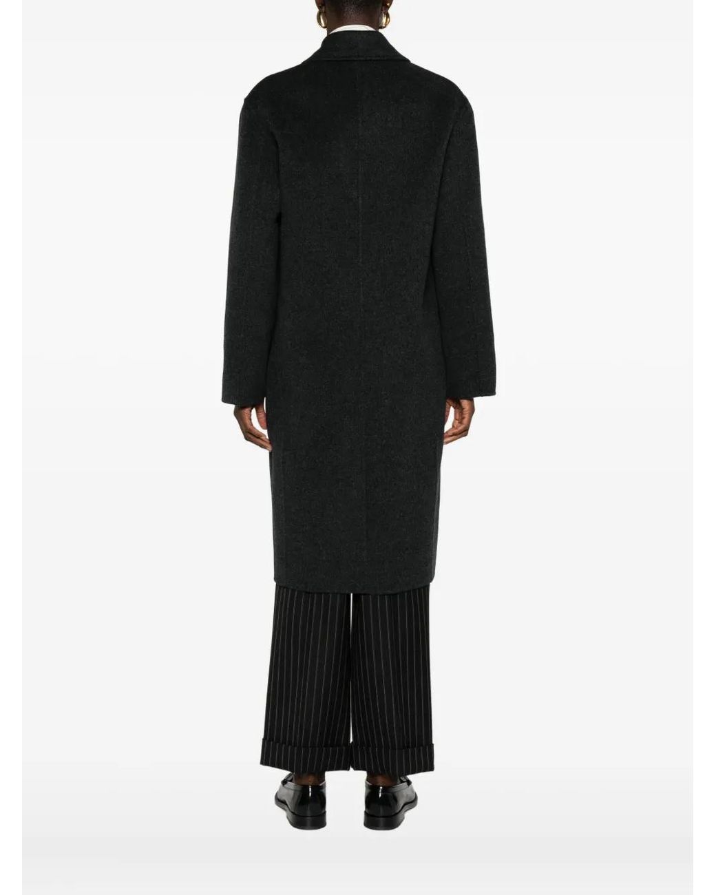 Semicouture Black Button-Fastening Pocket Coat