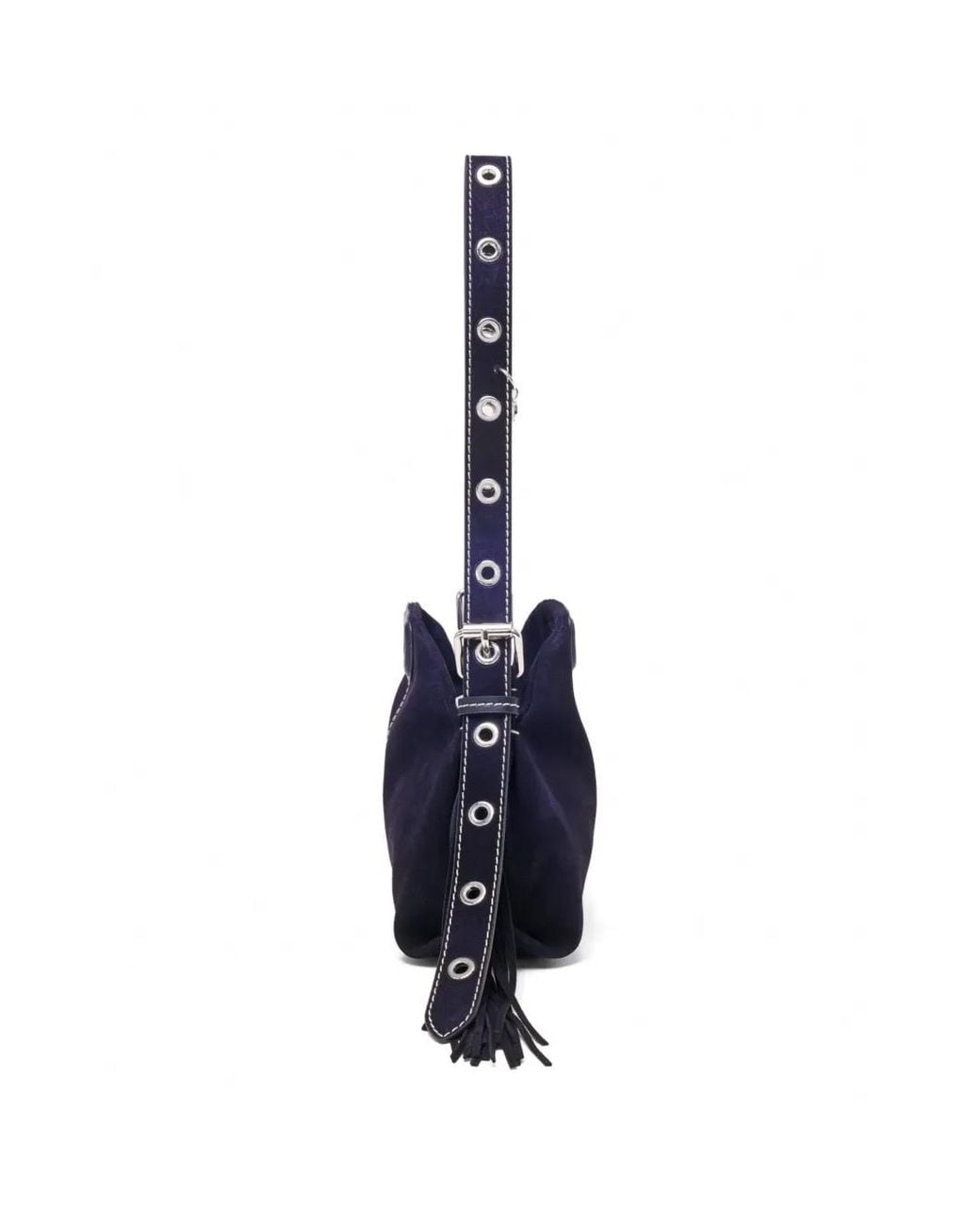 Maje Blue Topstitched Suede Mini Miss M Bag