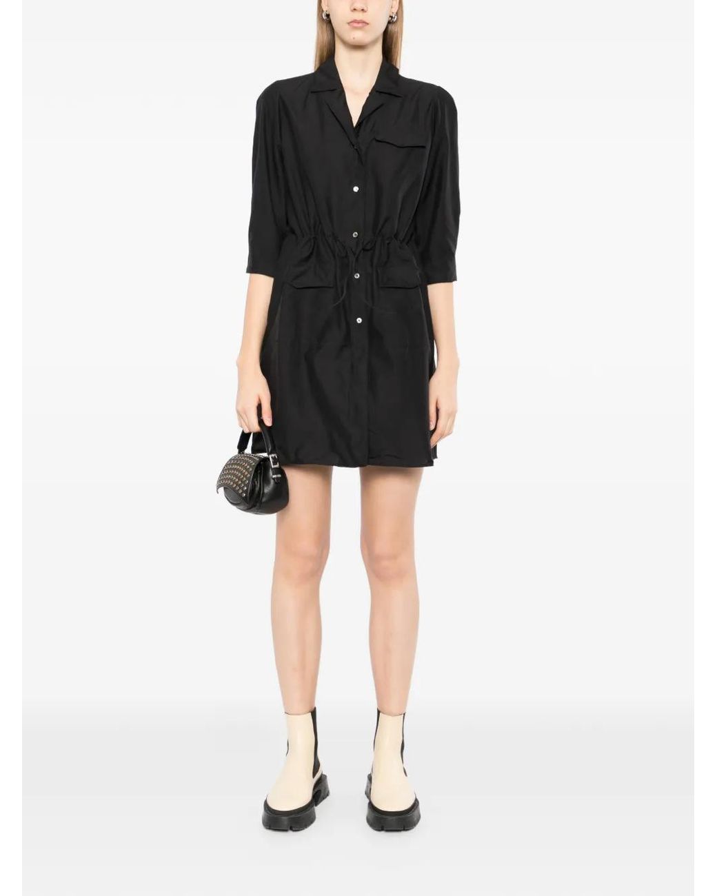 JNBY Black Collared Mini Dress