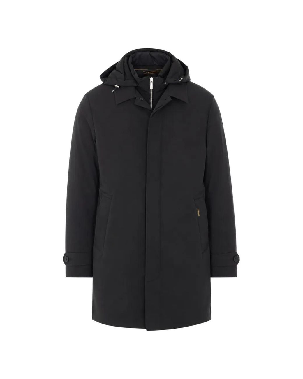 Moorer Black Ralli Hooded Button-Up Coat for men