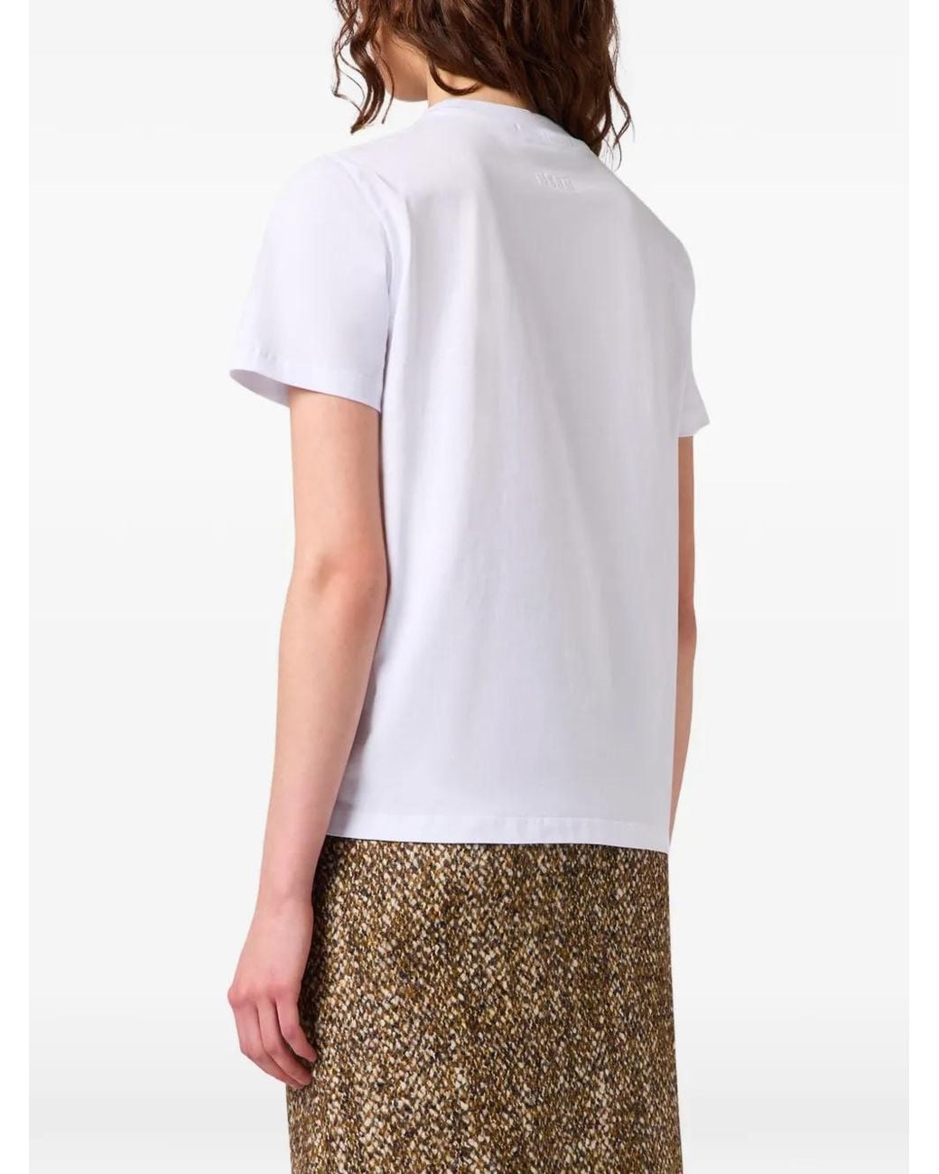 MSGM White Graphic-Print T-Shirt