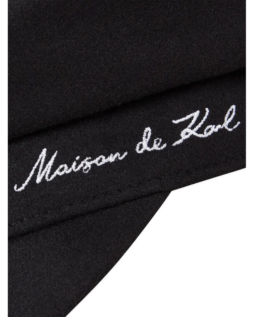 Karl Lagerfeld Black Maison De Karl Baker Boy Cap