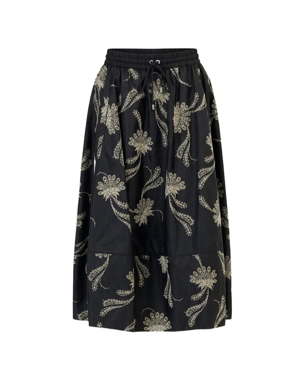 Cinq À Sept Black Sirani Paisley Fan Midi Skirt