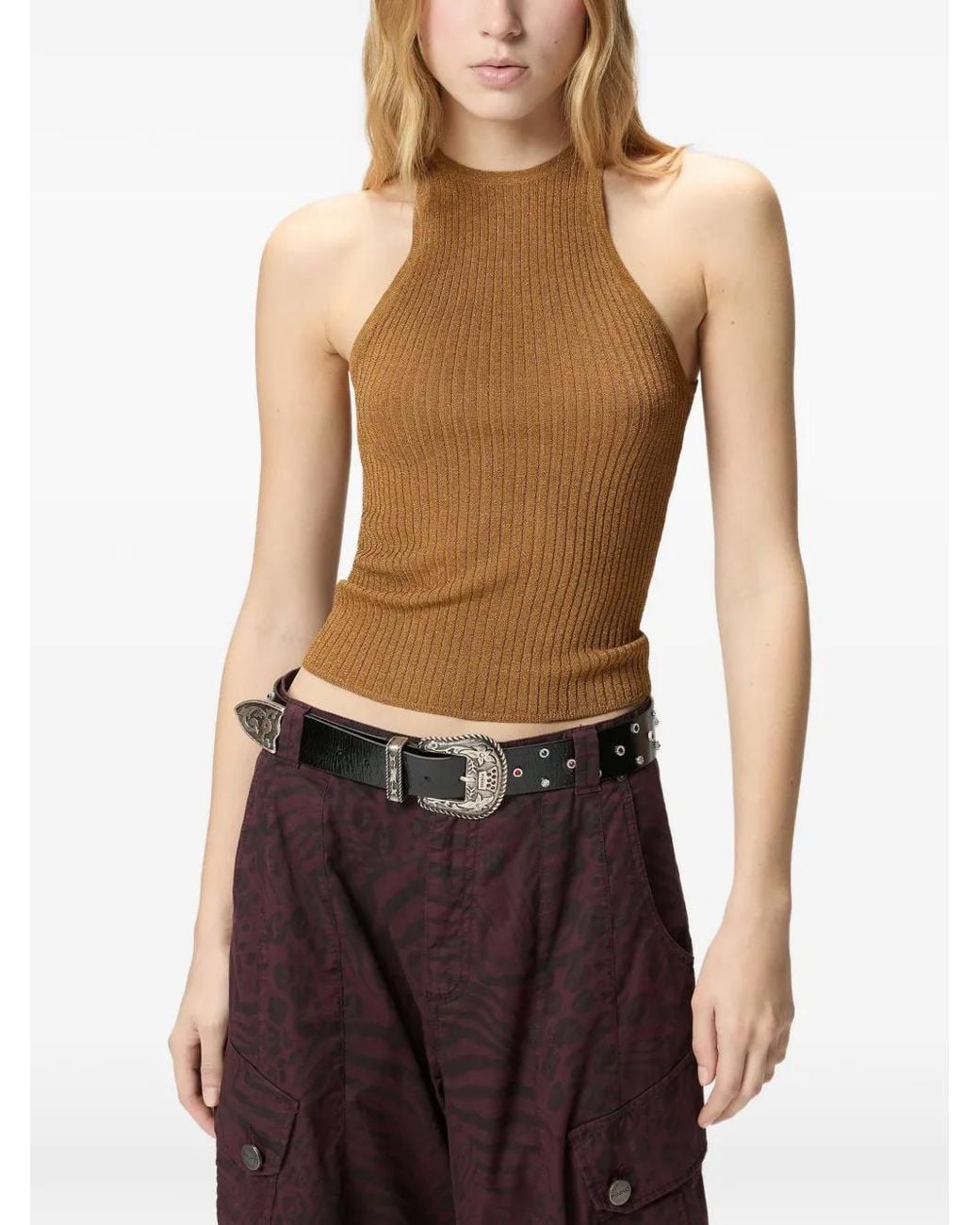 Pinko Brown Linum Top