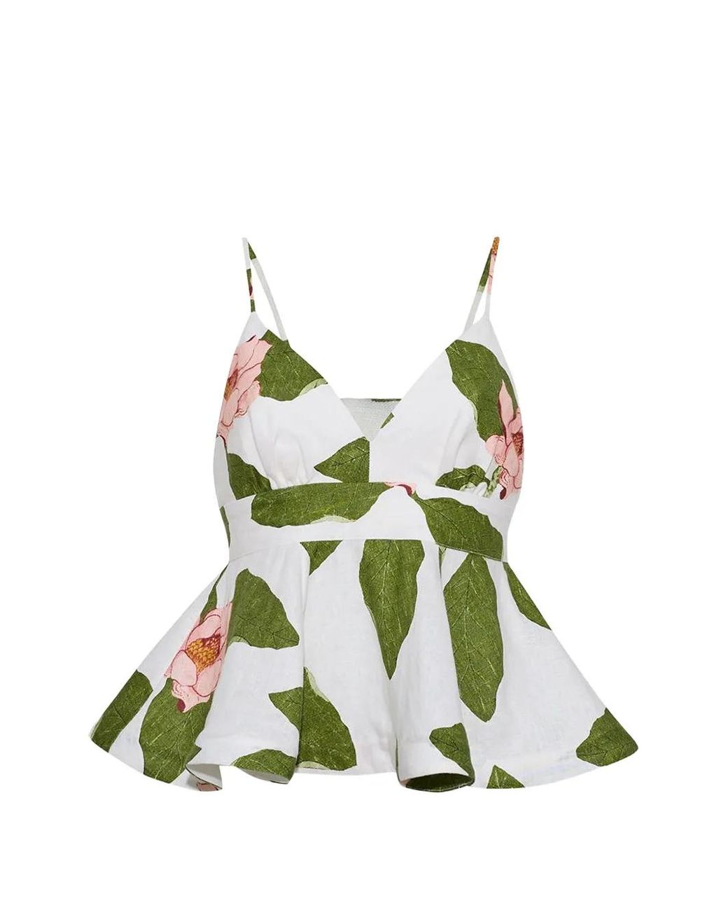 Cara Cara Green Floral-Print Peplum Top