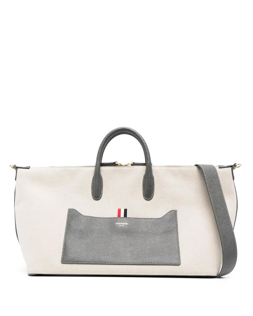 Thom Browne White Medium Canvas Tote Bag