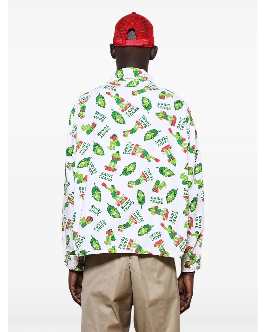 SAINT Mxxxxxx Green Pattern-Print Shirt Jacket for men