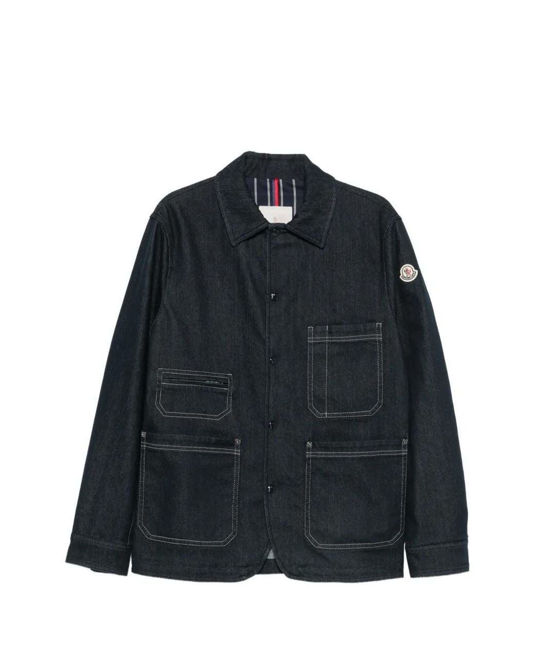 Moncler Blue Patch-Pocket Denim Jacket for men