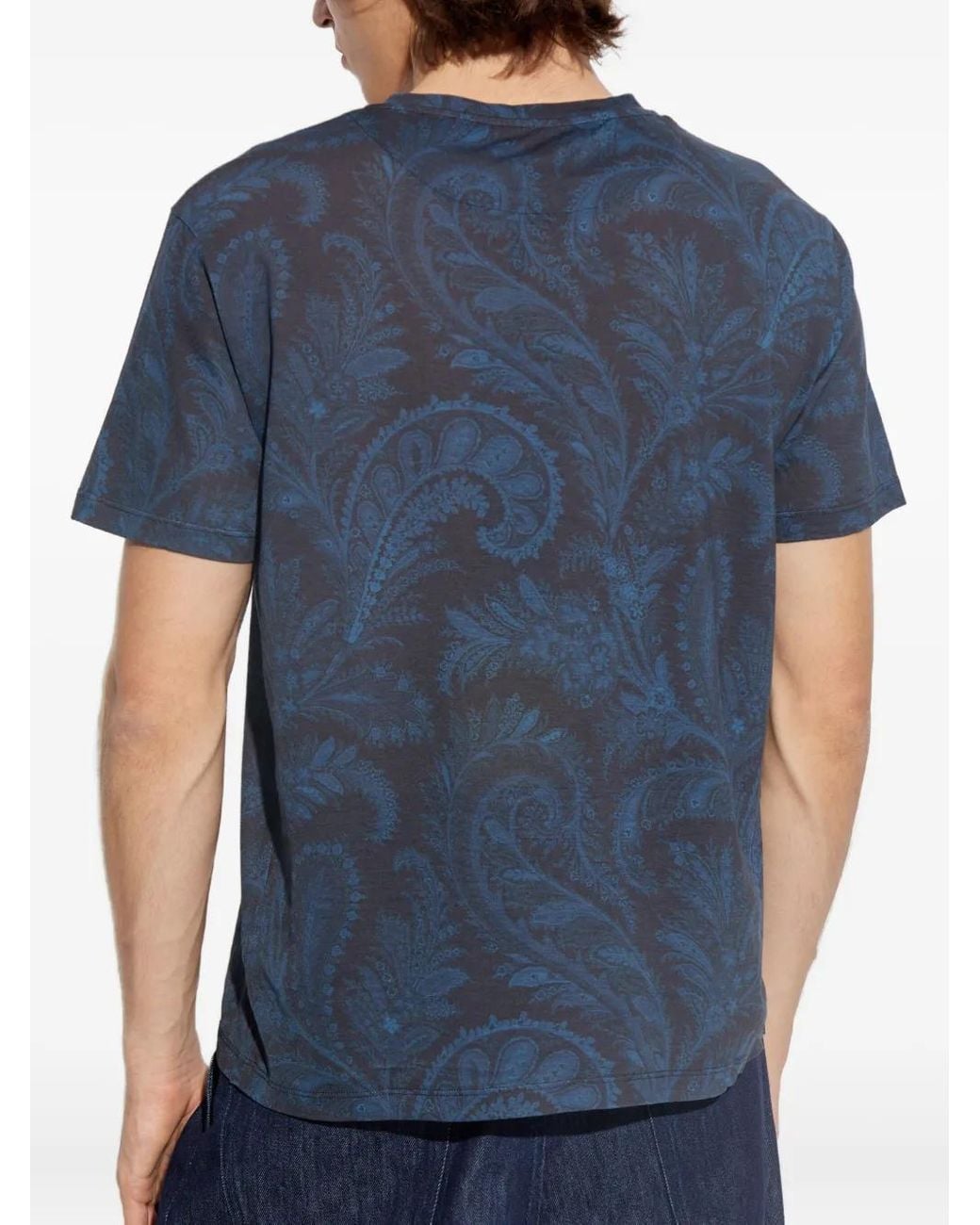 Etro Blue Paisley Print T-Shirt for men