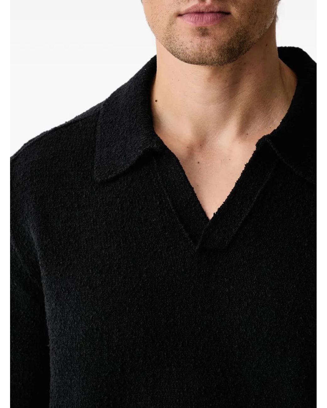 Marc O' Polo Black Bouclé-Knit Polo Sweater for men