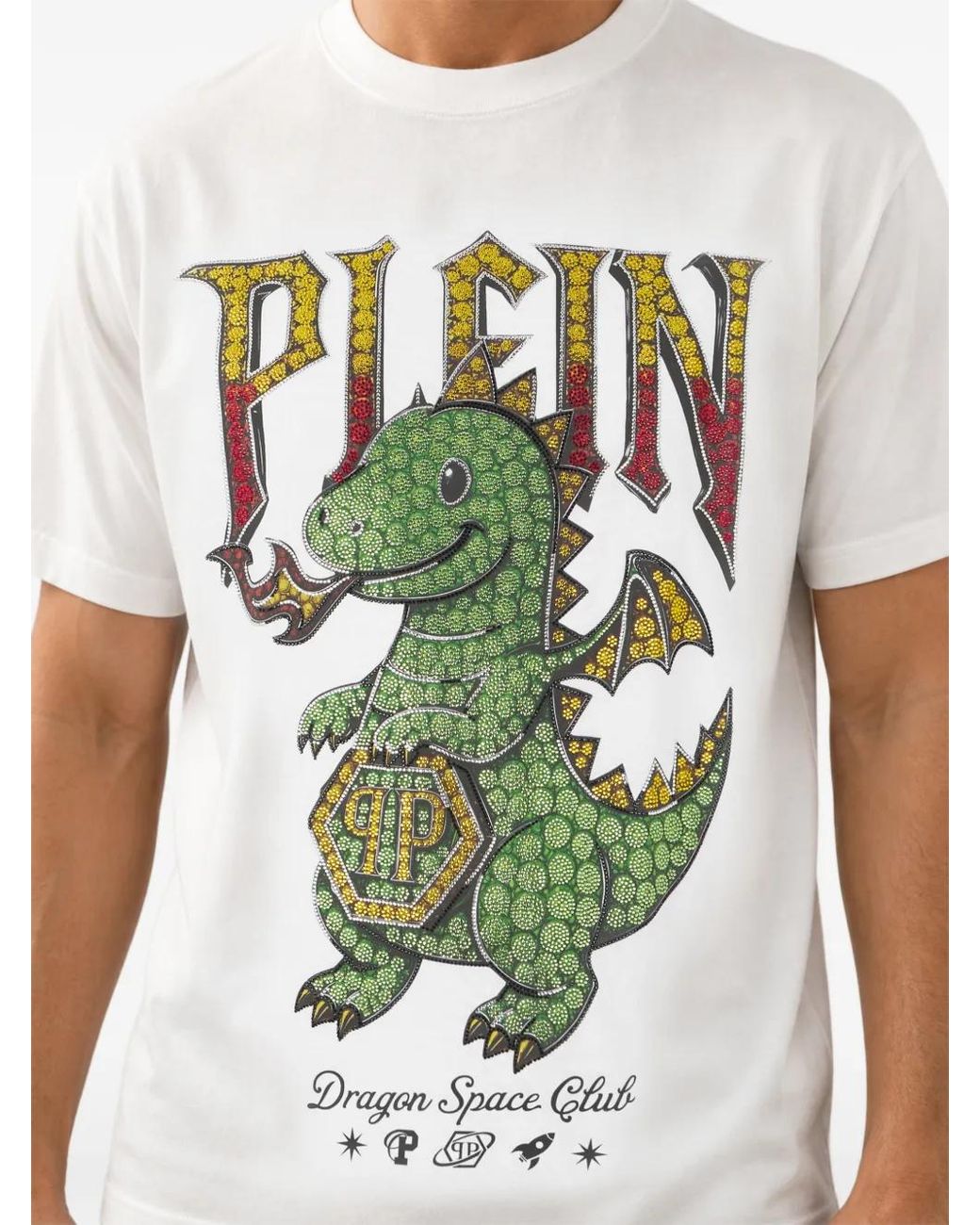 Philipp Plein White T-Shirt Dragon Stones for men