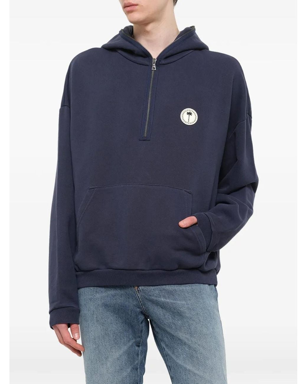 Palm Angels Blue Palm Deco Hoodie for men