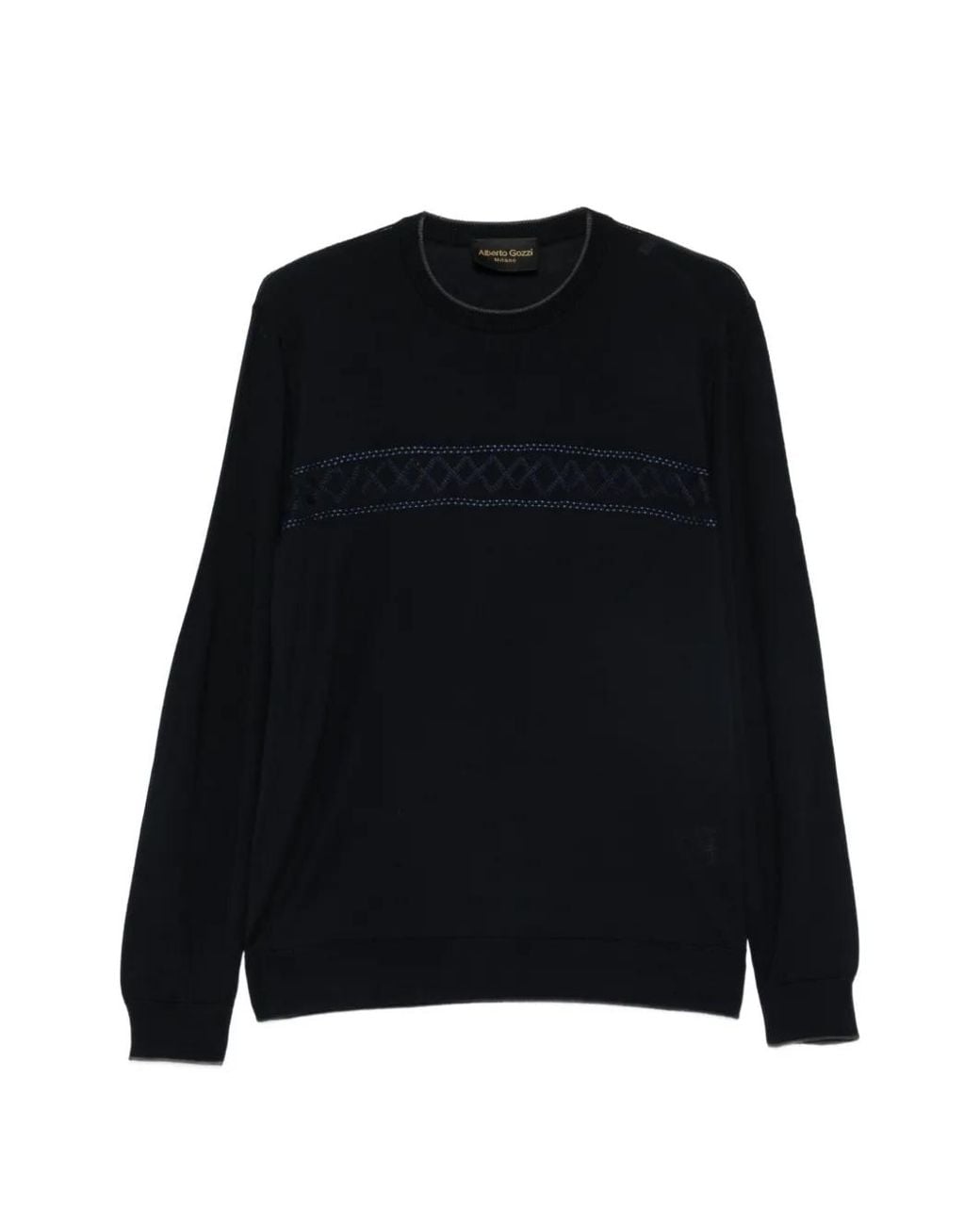Alberto Gozzi Black Embroidered Wool Sweater for men