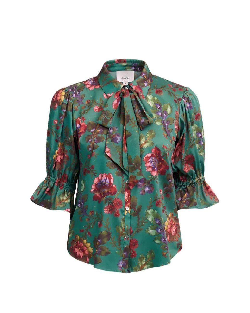 Cinq À Sept Green Fiona Pussy-Bow Shirt
