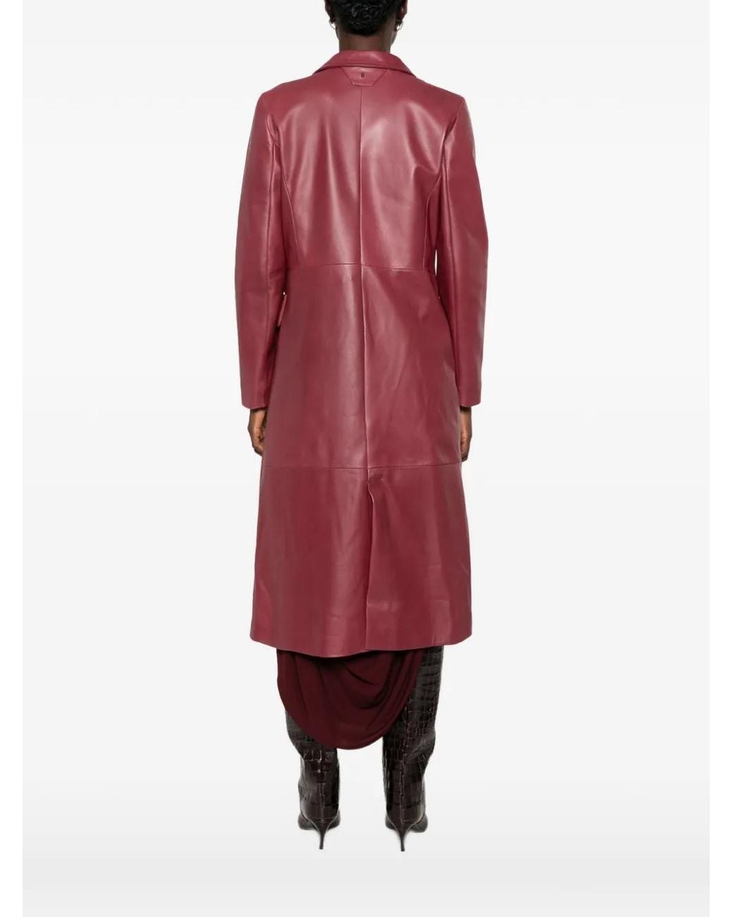 Salvatore Santoro Red Single-Breasted Leather Coat