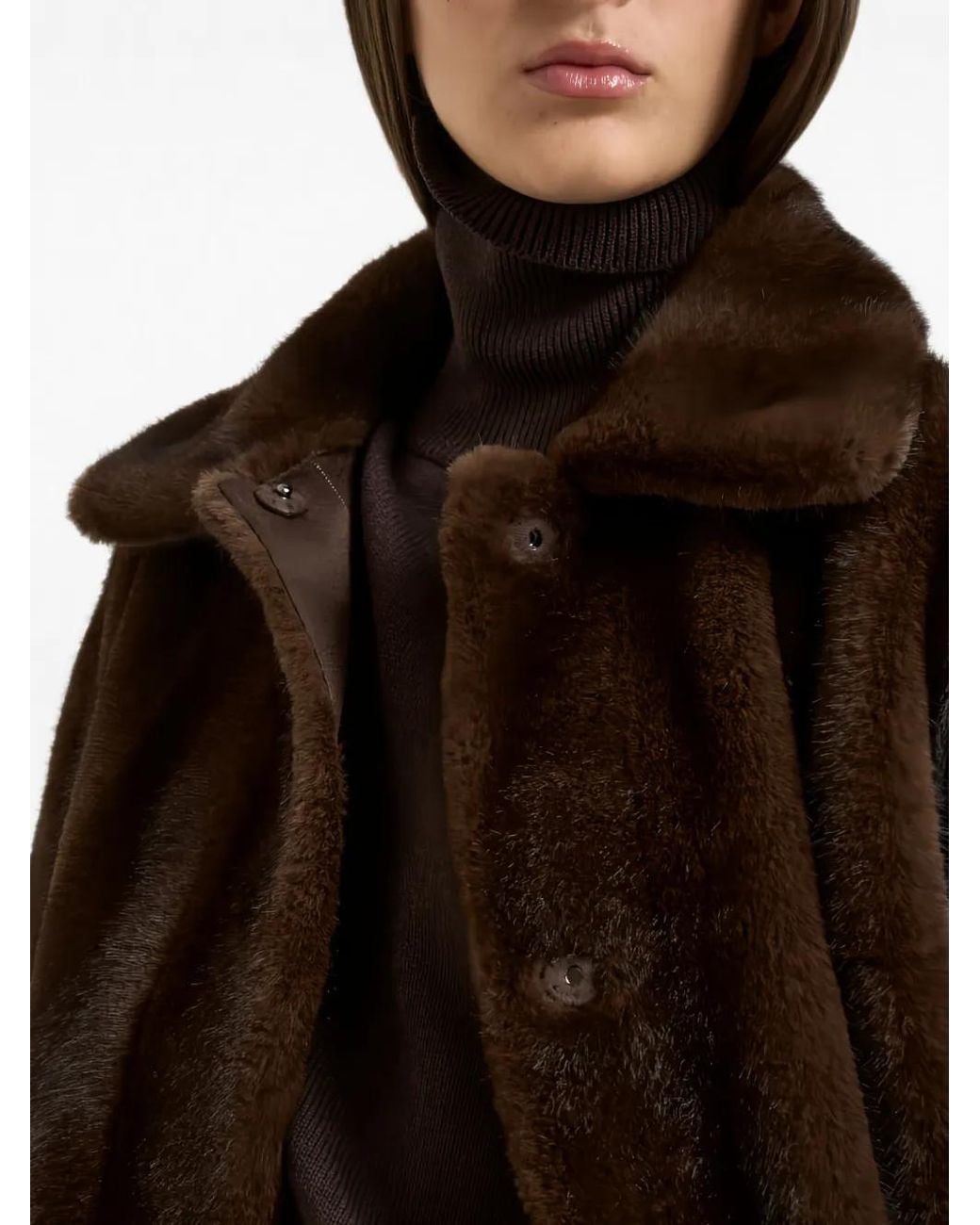 Valentini Black Belted Faux-Fur Coat
