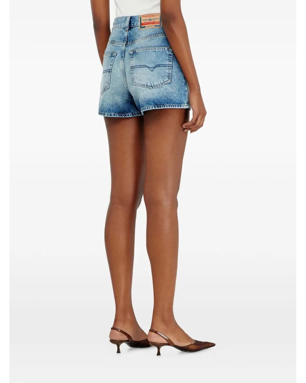 DIESEL Blue Distressed Denim Shorts