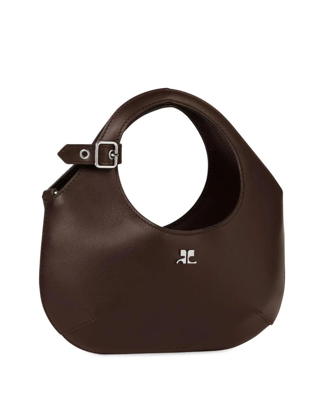 Courreges Brown Mini Holy Leather Tote Bag