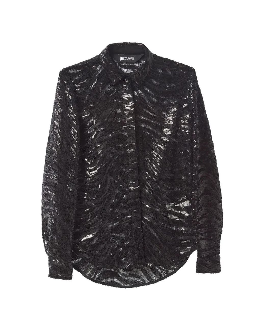 Just Cavalli Black Sequin-Embellished Shirt